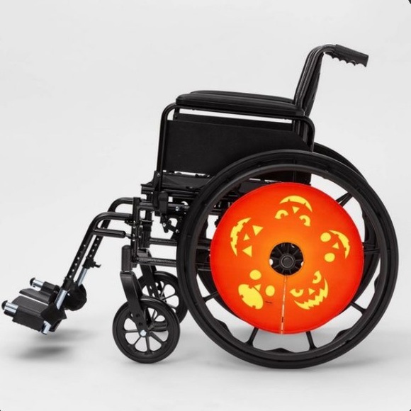 Light Up Pumpkin Bicycle Wheel Cover Set Halloween Lights Jack O Lantern Parade - Picture 5 of 9